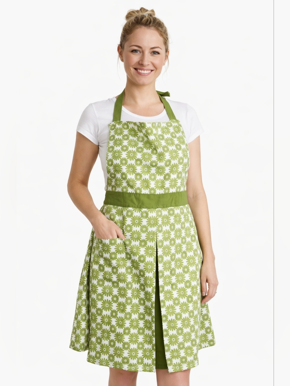 Retro Style Cooking Apron Daisy Print Cotton Blend Small/Medium Size